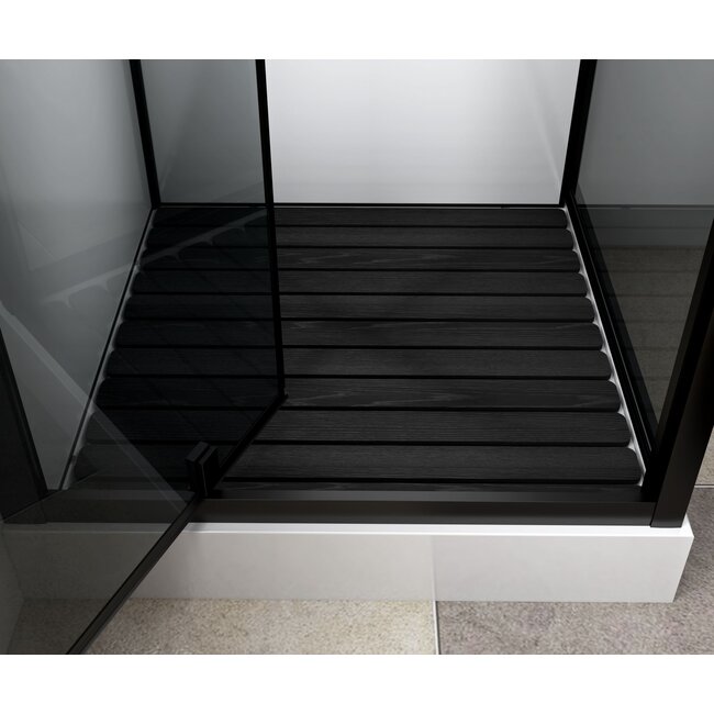 Complete douchecabine 90 x 90 x 225 cm met omkeerbare draaideur, rookglas met mat zwart profiel