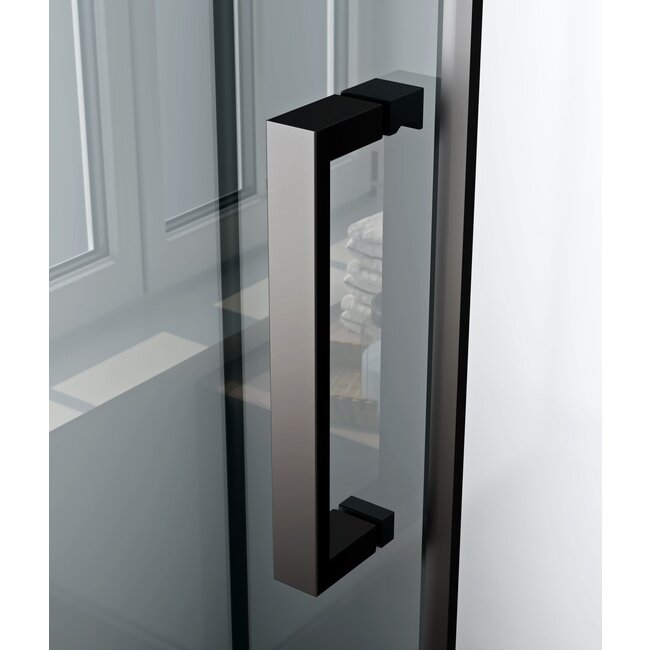 Complete douchecabine met draaideur - omkeerbaar - Mat zwart rookglas - 120x90x225cm