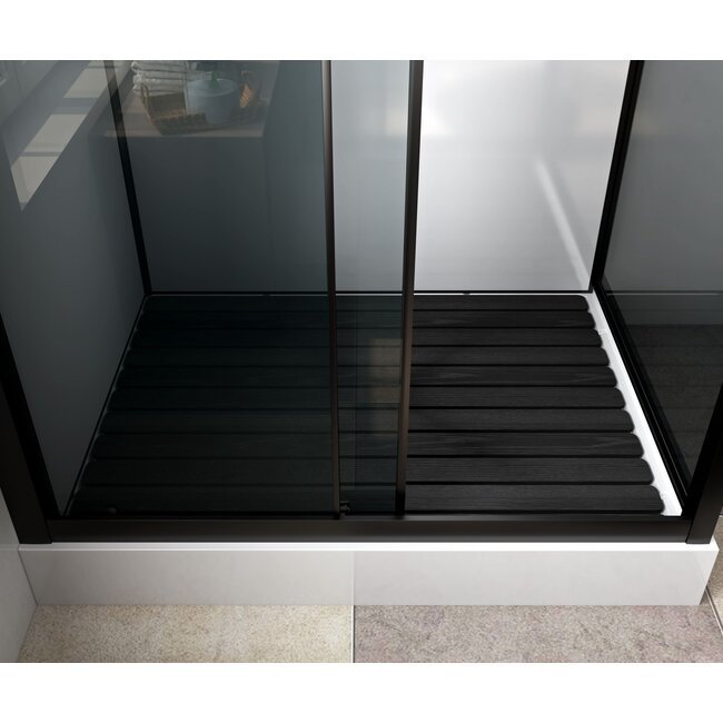 Complete douchecabine 120 x 90 x 225 cm met omkeerbare draaideur, rookglas met mat zwart profiel