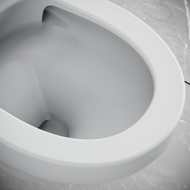 Randloos Hangtoilet met Tornado Flush en Toiletzitting – Glans Wit – Soft-Close & Quick-Release
