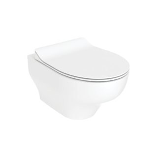 Randloos Hangtoilet met Tornado Flush en Toiletzitting – Glans Wit – Soft-Close & Quick-Release