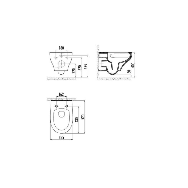 Randloos Hangtoilet met Tornado Flush en Toiletzitting – Glans Wit – Soft-Close & Quick-Release