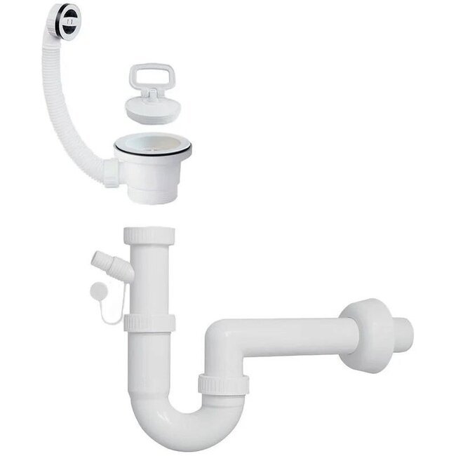 Gietbak met Zeepdispenser inc afvoer en sifon - Kunststof wit