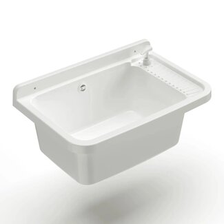 Gietbak met Zeepdispenser inc afvoer en sifon - Kunststof wit