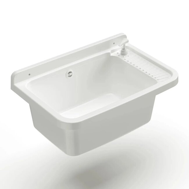 Gietbak met Zeepdispenser inc afvoer en sifon - Kunststof wit