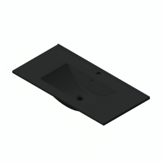 Keramische Wastafel Parijs met Kraangat - 80 cm - Mat Zwart