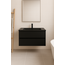 Fabriecio Liverpool badkamermeubel 60 cm mat zwart met mat zwarte wastafel en kraangat