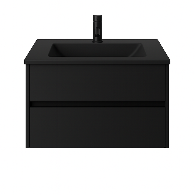 Badkamermeubel Praag met Mat Zwarte Wastafel - 60 cm - Mat Zwart