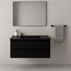 Badkamermeubel Praag met Mat Zwarte Wastafel zonder Kraangat  - 80 cm - Mat Zwart met Houtnerf