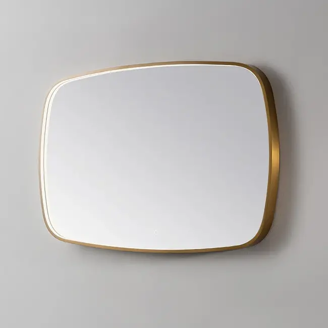 Spiegel met LED Verlichting (3 Kleuren & Dimbaar) en Verwarming - 140cm Geborsteld Goud