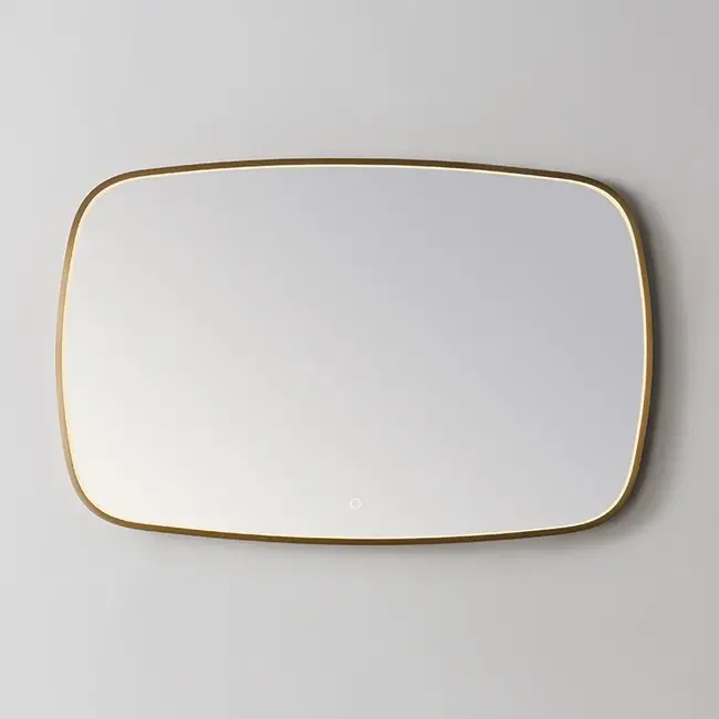 Spiegel met LED Verlichting (3 Kleuren & Dimbaar) en Verwarming - 140cm Geborsteld Goud