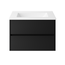 Badkamermeubel Liverpool met Glans Witte Wastafel zonder Kraangat - 60 cm - Mat Zwart