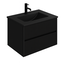 Badkamermeubel Praag met Mat Zwarte Wastafel  - 80 cm - Mat Zwart met Houtnerf