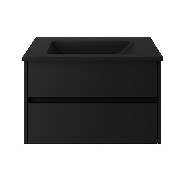 Badkamermeubel Praag met Mat Zwarte Wastafel zonder Kraangat - 60 cm - Mat Zwart