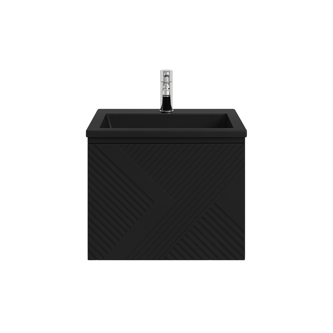 Design Collection Paris badkamermeubel 60 cm mat zwart met mat zwarte wastafel