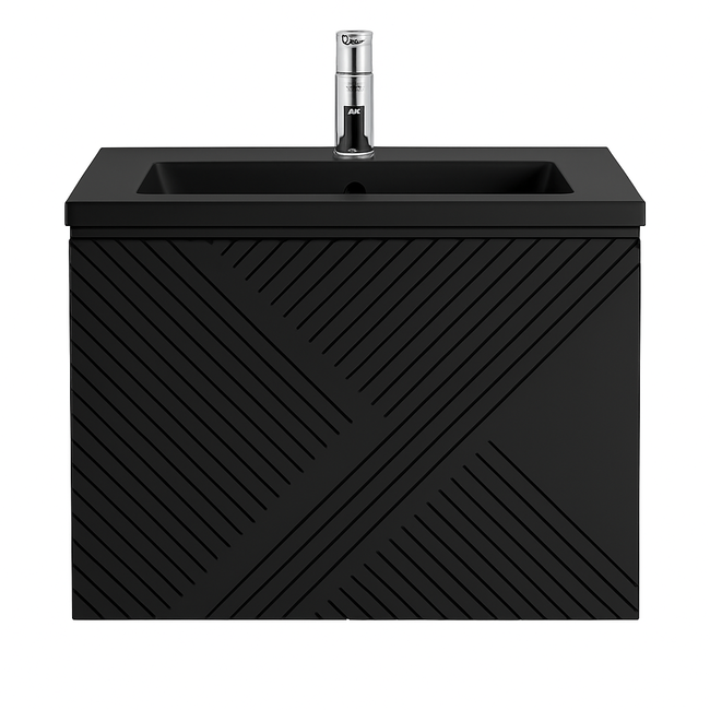 Badkamermeubel Paris met Zwarte Wastafel - 80 cm - Mat Zwart