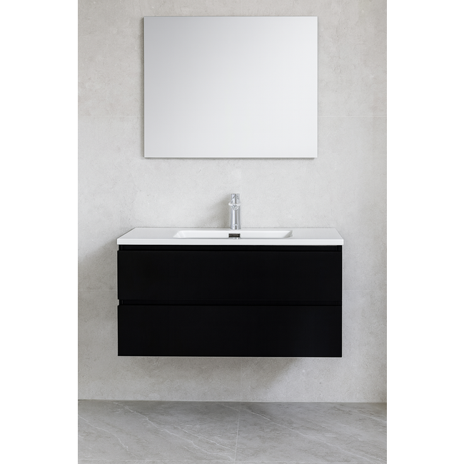 Badkamermeubel met Wastafel - 100 cm - Mat Zwart