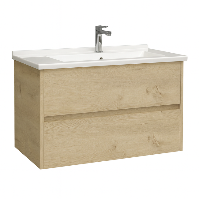 Badkamermeubel Hayat met Wastafel - 80 cm - Eiken