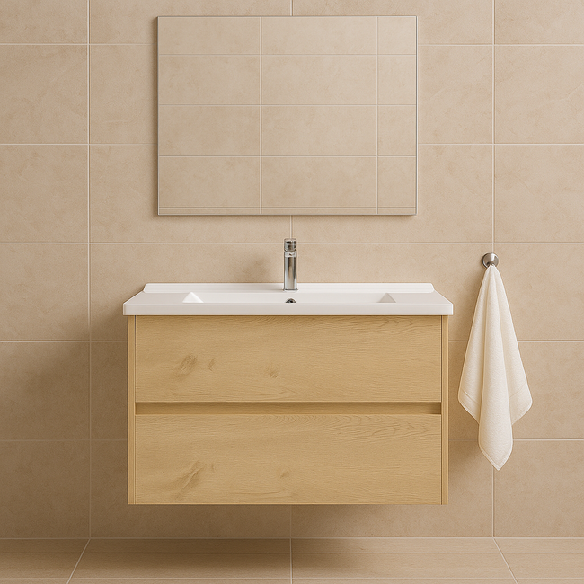 Badkamermeubel Hayat met Wastafel - 80 cm - Eiken