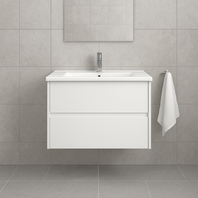 Badkamermeubel Hayat met Wastafel - 80 cm - Hoogglans Wit