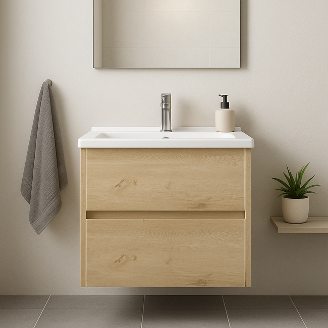 Badkamermeubel Hayat met Wastafel - 60 cm - Eiken