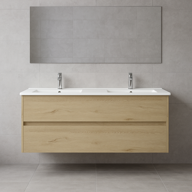 Aloni Hayat badkamermeubel 120 cm eiken met dubbele wastafel