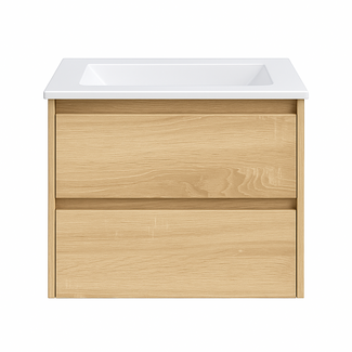 Fabriecio Liverpool badkamermeubel 60 cm natural oak met mat witte wastafel zonder kraangat