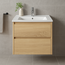Fabriecio Liverpool badkamermeubel 60 cm natural oak met witte wastafel en kraangat