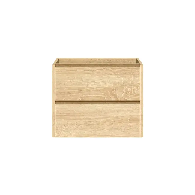 Badkamermeubel Praag met Mat Zwarte Wastafel zonder Kraangat - 60 cm - Natural Oak