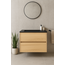 Badkamermeubel Liverpool met Mat Zwarte Wastafel zonder Kraangat - 60 cm - Natural Oak