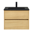 Fabriecio Liverpool badkamermeubel 60 cm natural oak met mat zwarte wastafel en kraangat