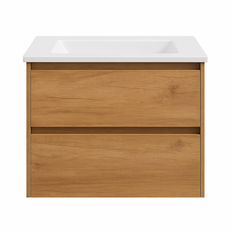 Fabriecio Liverpool badkamermeubel 60 cm eiken met mat witte wastafel zonder kraangat