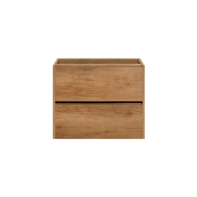 Fabriecio Liverpool badkamermeubel 60 cm eiken met mat zwarte wastafel en kraangat