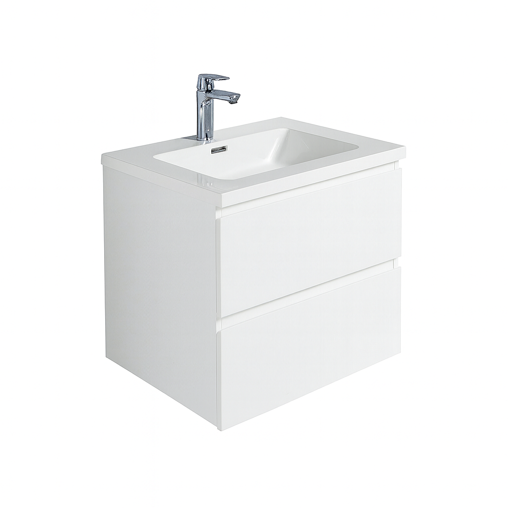 WOHNLING bathroom washbasin cabinet 60 x 55 x 30 cm 2 doors white