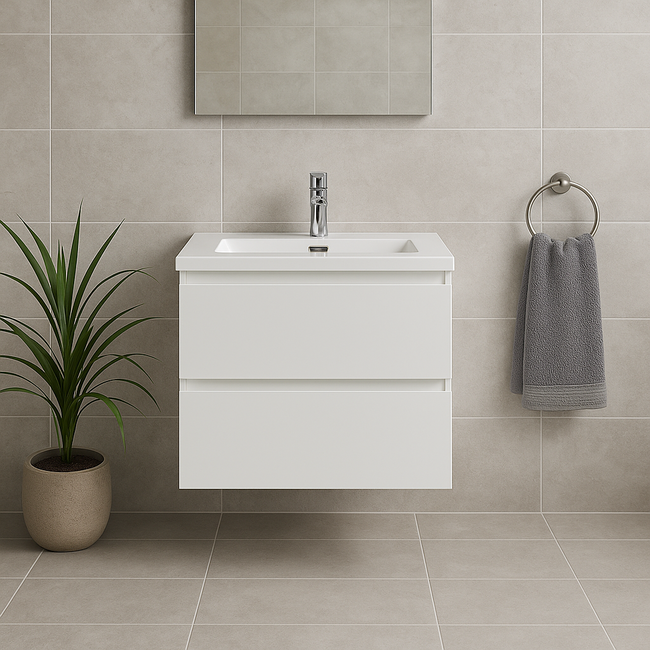 Badkamermeubel met Wastafel - 60 cm - Hoogglans Wit