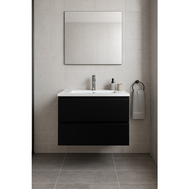 Badkamermeubel met Wastafel - 80 cm - Mat Zwart