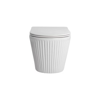 Hangtoilet met ribbel 36,5x52x34,6cm inc zitting met softclose - Glans Wit