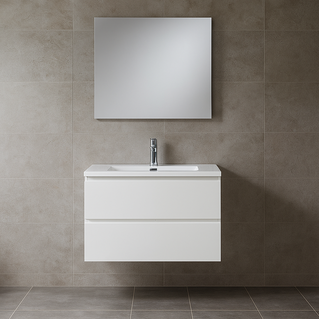 Badkamermeubel met Wastafel - 80 cm - Hoogglans Wit