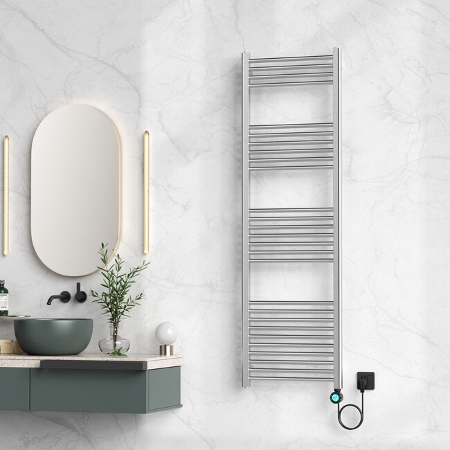 Elektrische Handdoekdroger - Smart Wifi - aansluiting rechts - 700w- 1600x500mm - Geborsteld RVS