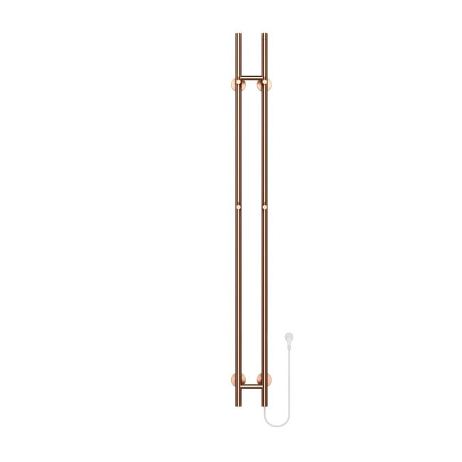 Elektrische staafhanddoekdroger - dubbel - met digitale programmeerbare thermostaat - 120w Ø2,5CM - 150x16.8x12.7cm - Geborsteld koper
