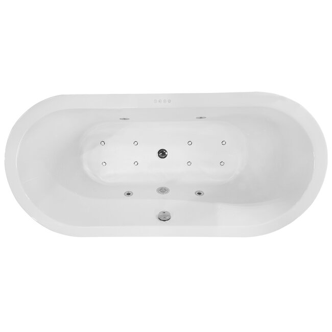 Vrijstaand whirlpool ligbad 170x80 cm acryl glans wit met waste chroom