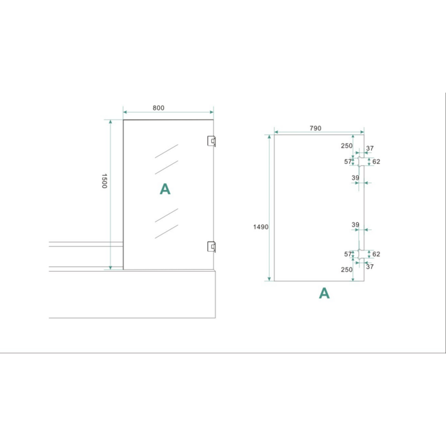 Draaibaar Badwand met 6 mm Nanoglas - 80 x 150 cm - Chroom