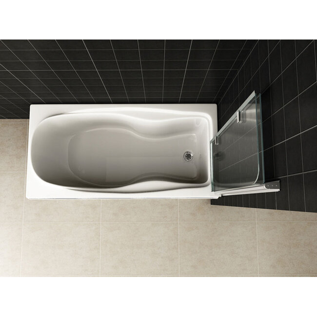 Badwand draaibaar 100 x 140 x  6 mm nano helder glas/chroom