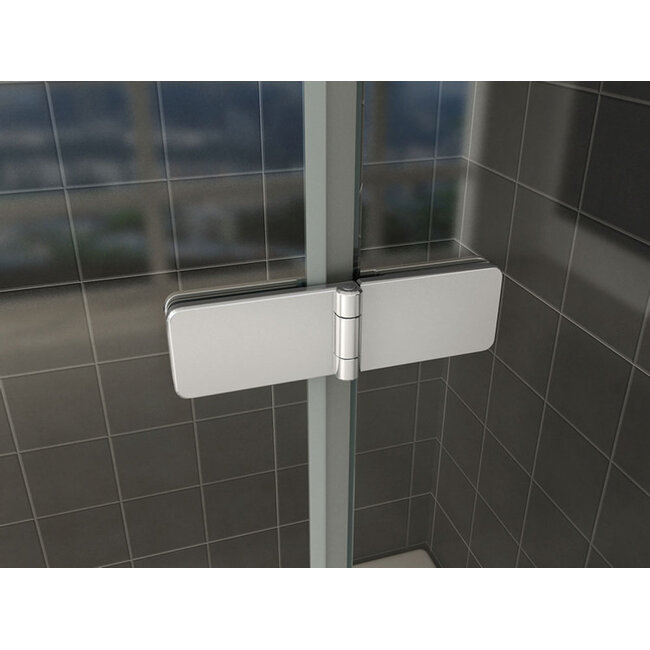 Badwand draaibaar 100 x 140 x  6 mm nano helder glas/chroom