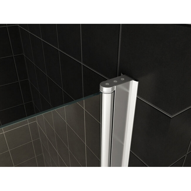 Badwand draaibaar 100 x 140 x  6 mm nano helder glas/chroom