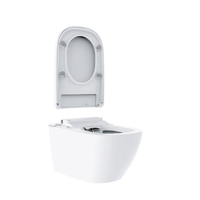 Douche-WC Randloos Wand 59x37 cm – Glans Wit met Afstandsbediening