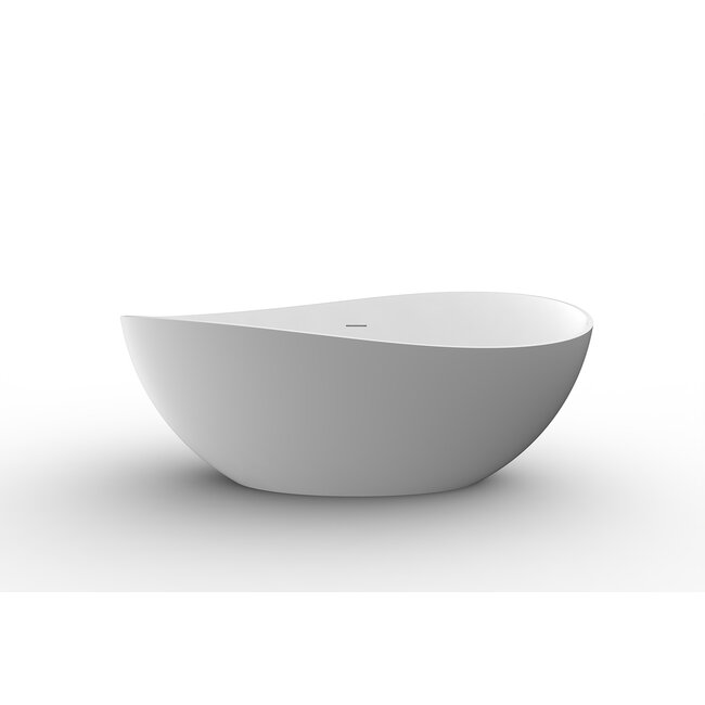 Vrijstaand Ligbad 160x95 cm – Solid Surface Ovaal Mat Wit