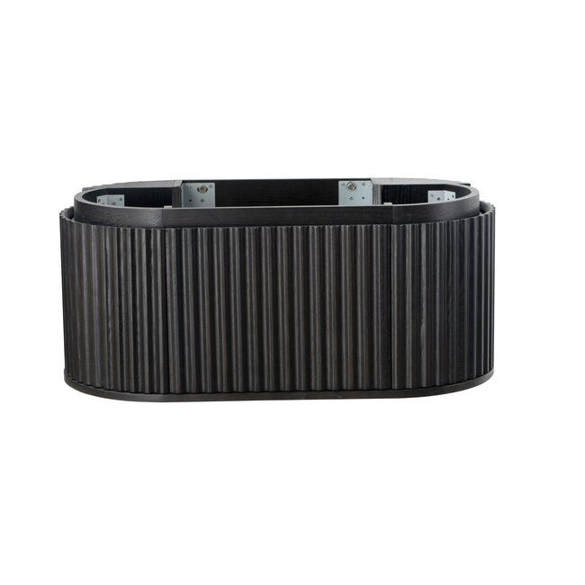 Wastafelmeubel 100 cm – Zwart Eiken met Mat Witte Wastafel