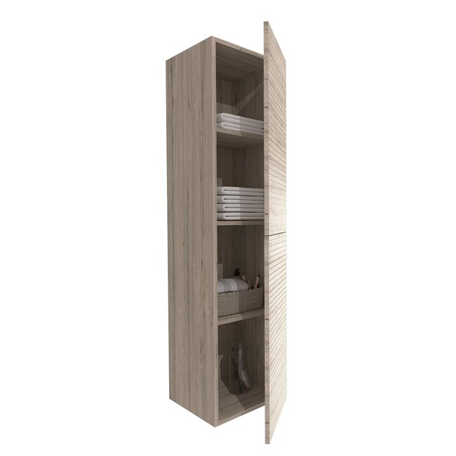 Aloni Kolomkast 160 cm licht hout met horizontaal reliëf