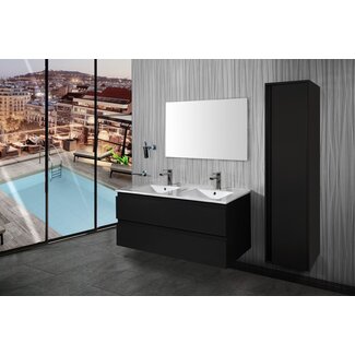 Badkamermeubelset 120 cm – Mat Zwart met Dubbele Keramische Wastafel